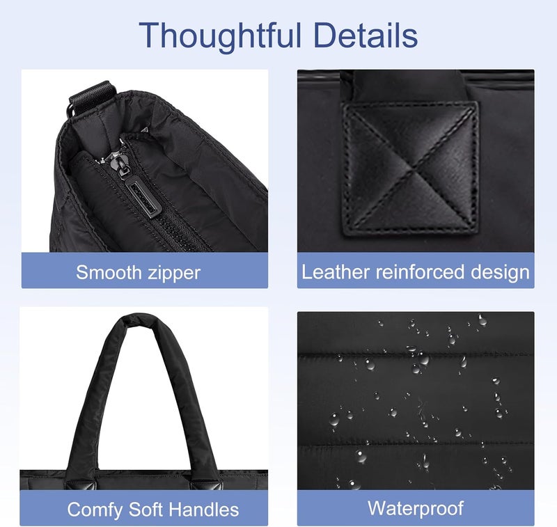 GASSDA Tote Bag for Women Puffer Tote Bag Large Nurse Bags Shoulder Handbag with Zipper for Work Travel - Image 5